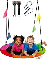 PLAYVIBE 40-Inch Saucer Swing for Kids - 440lb Capacity Tree Swing with Adjustable Ropes, Weather-Resistant Oxford Fabric for Backyard & Indoor Play