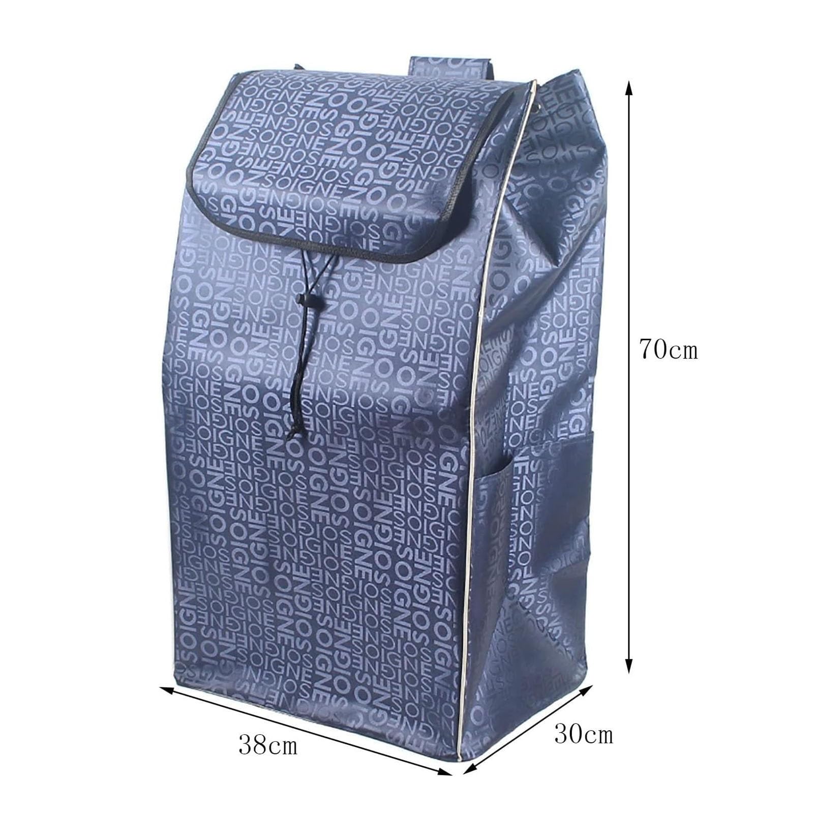 Zapasowa torba do koszyka na zakupy - 80 l torba na zakupy, wodoodporna torba na zakupy z tkaniny Oxford, torby na zakupy wielokrotnego użytku, torba zastępcza na wózek, dł. 38 x szer. 30 x wys. 70 cm