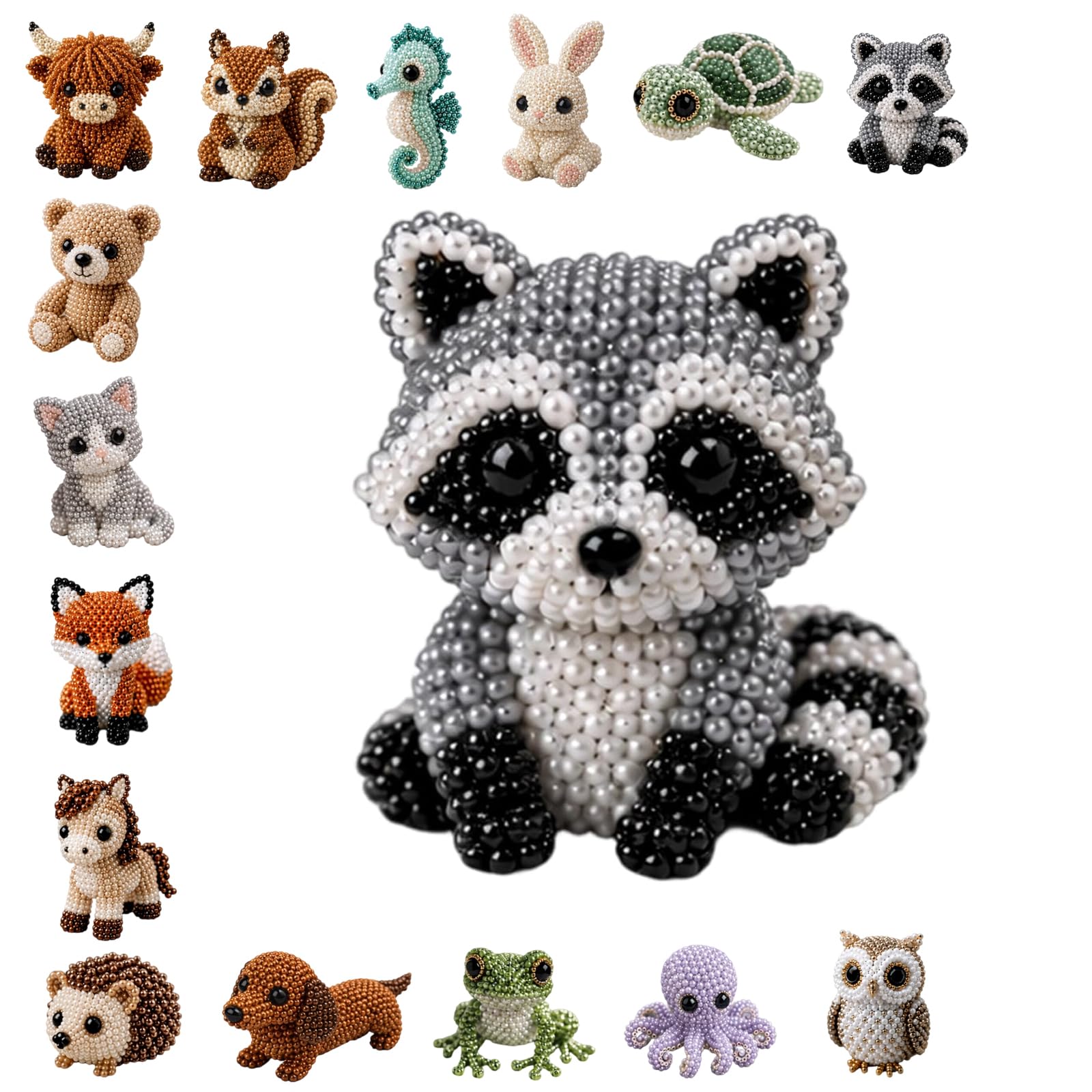 USMEI DIY Animal Beading Kit for Adults & Teens, Cute 3D Animal Bead Craft Set with Colorful Beads and Instructions, Handmade Jewelry Art Craft Kit for Creative DIY Projects
