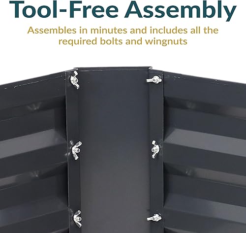 Miniatura 5 de Sunnydaze Cama de jardín de metal elevada de 11.75 pulgadas de alto, cama de jardín elevada galvanizada para exteriores para verduras y flores, gris