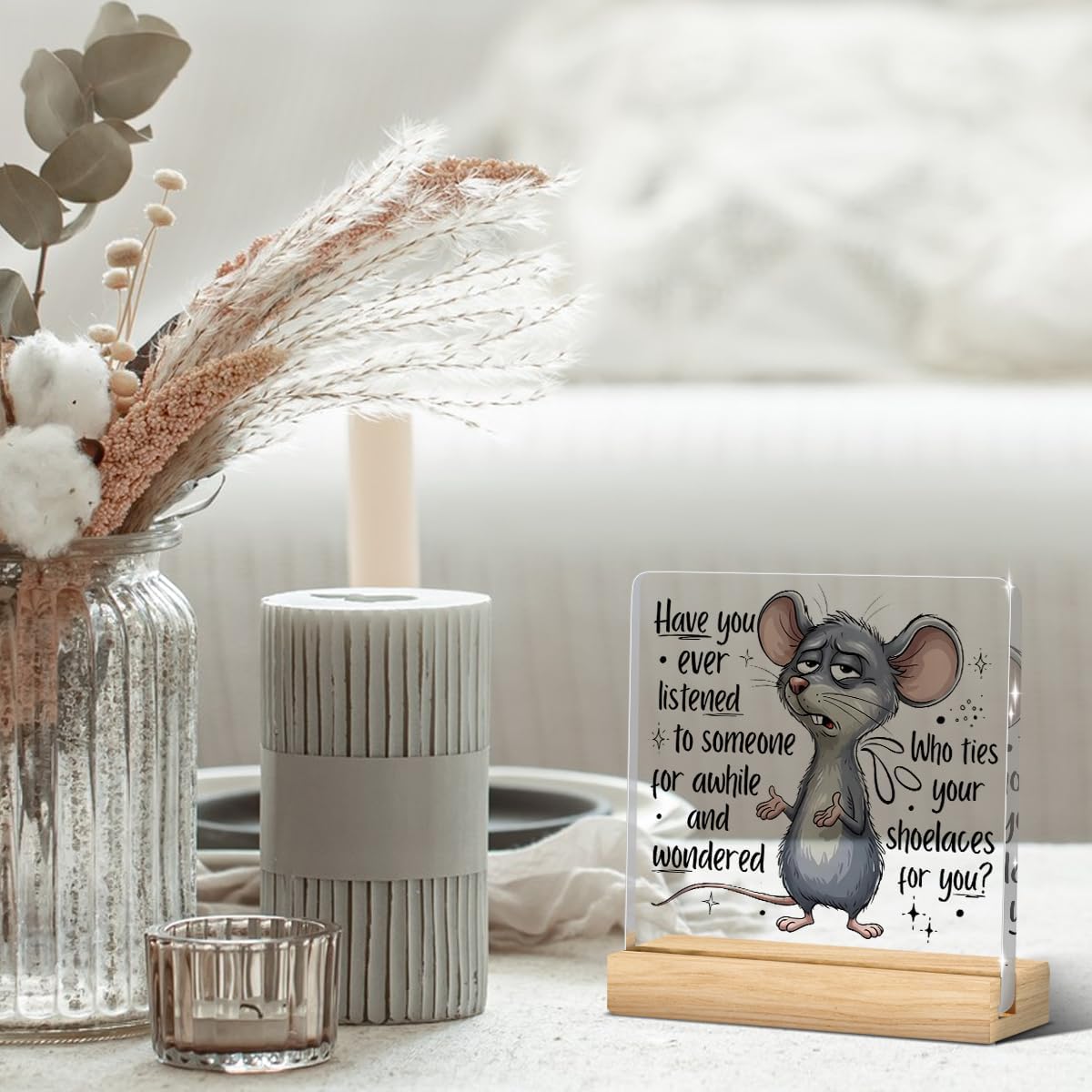 Funny Mouse Acrylic Desk Decor, Sarcastic Gifts for Coworkers Friends, Office Desk Decor, Office Decoration for Women, Acrylic Plaques for Home Offices Bedroom Bathroom Kitchen Table image 4