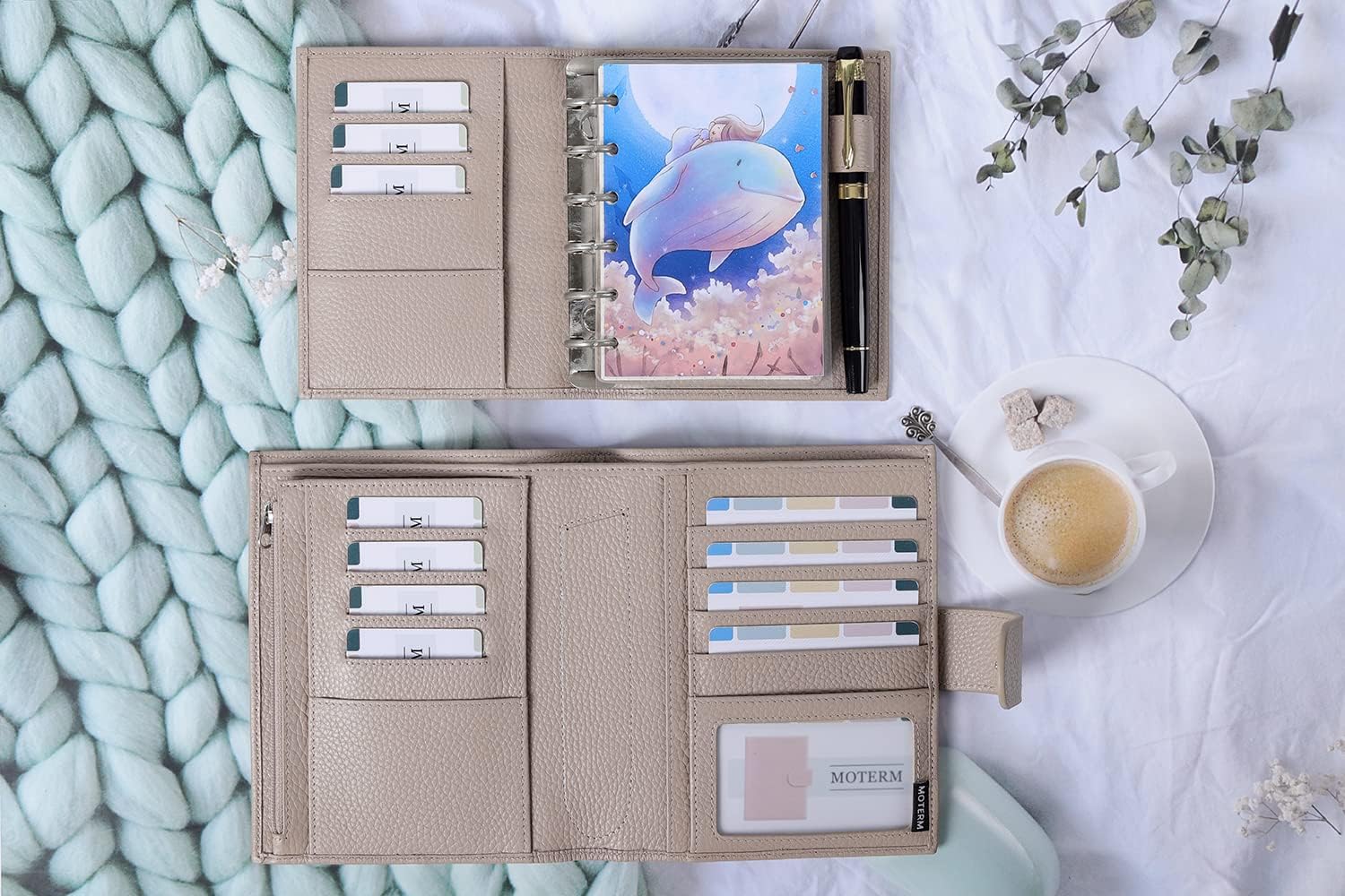 Moterm Pocket Versa - Pocket Size Binder Planner and Wallet Combo (Pebble-Taupe, 19mm Ring)