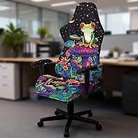 Vista 4 de Mushroom Gaming Chair Slipcover with Zipper Vibrant Computer Chair Covers Strtchable Boho-Chic Ergonomic Gamer Chairs Protector for Adults