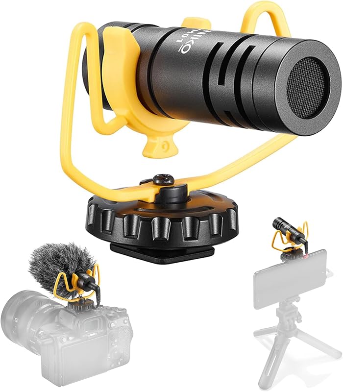VM01 Lightweight Shotgun Mic for DSLR & Mobile Phone Vlog Recording | 37g Metal Cardioid Mic,Plug‑and‑Play,Shock Mount & Furry Windscreen,Anti‑Interference for Outdoor Vlog,Interview,Short‑Video.