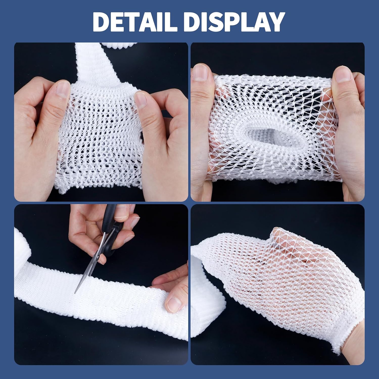 2 Rolls 4.36 Yard Tubular Bandage, 1.5 Inch Elastic Net Bandages, Wound Dressing Elastic Mesh Net, Tubular Gauze for Arm Wounds Without The Use of Adhesive Tape