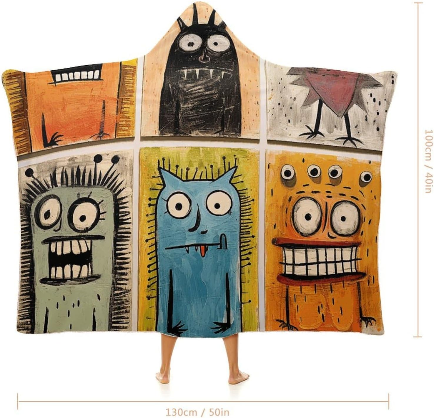 Freestyle Painting Hooded Blanket Cozy And Functional,Wearable Blanket Hoodie for Women Men,Blanket Poncho Presents40 x50