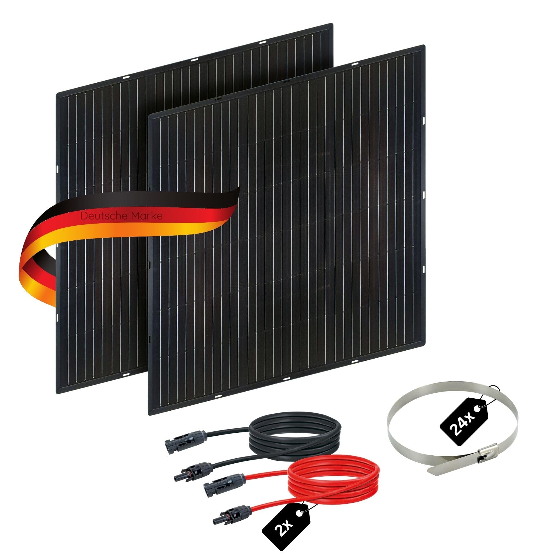 SCHWAIGER SOPA5400 Panneau solaire en verre Slim-Line 2er Set 400Wp Panneau solaire Centrale électrique pour balcon Étroit Plat Étroit Centrale électrique solaire