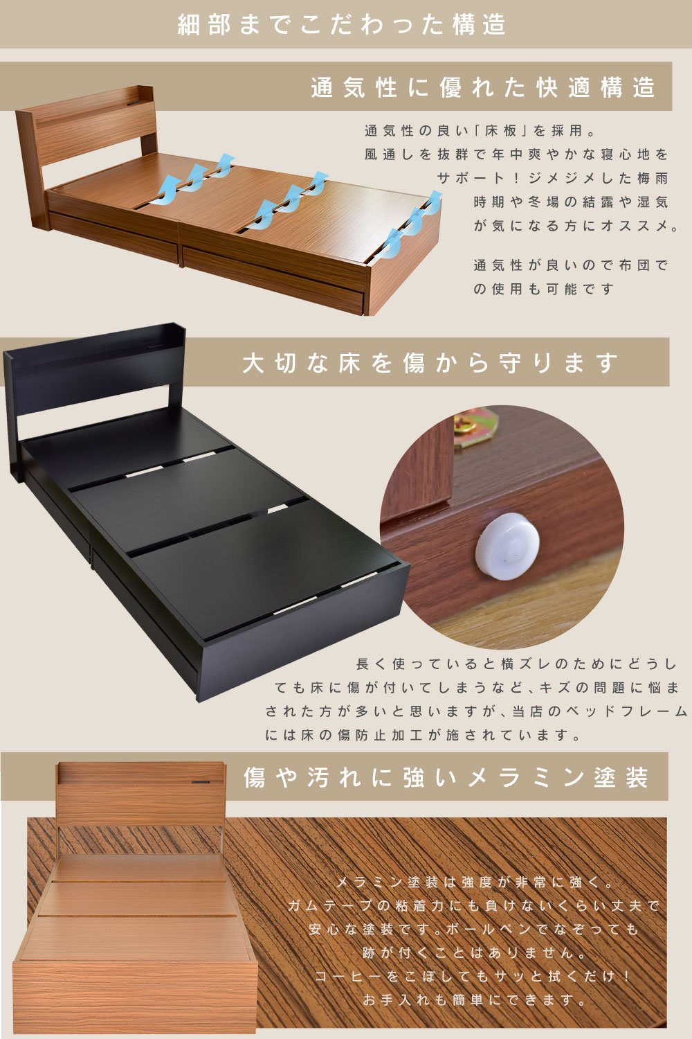 Amazon｜Bizdoris ベッド ベッドフレーム シングル ベッド下収納 組立