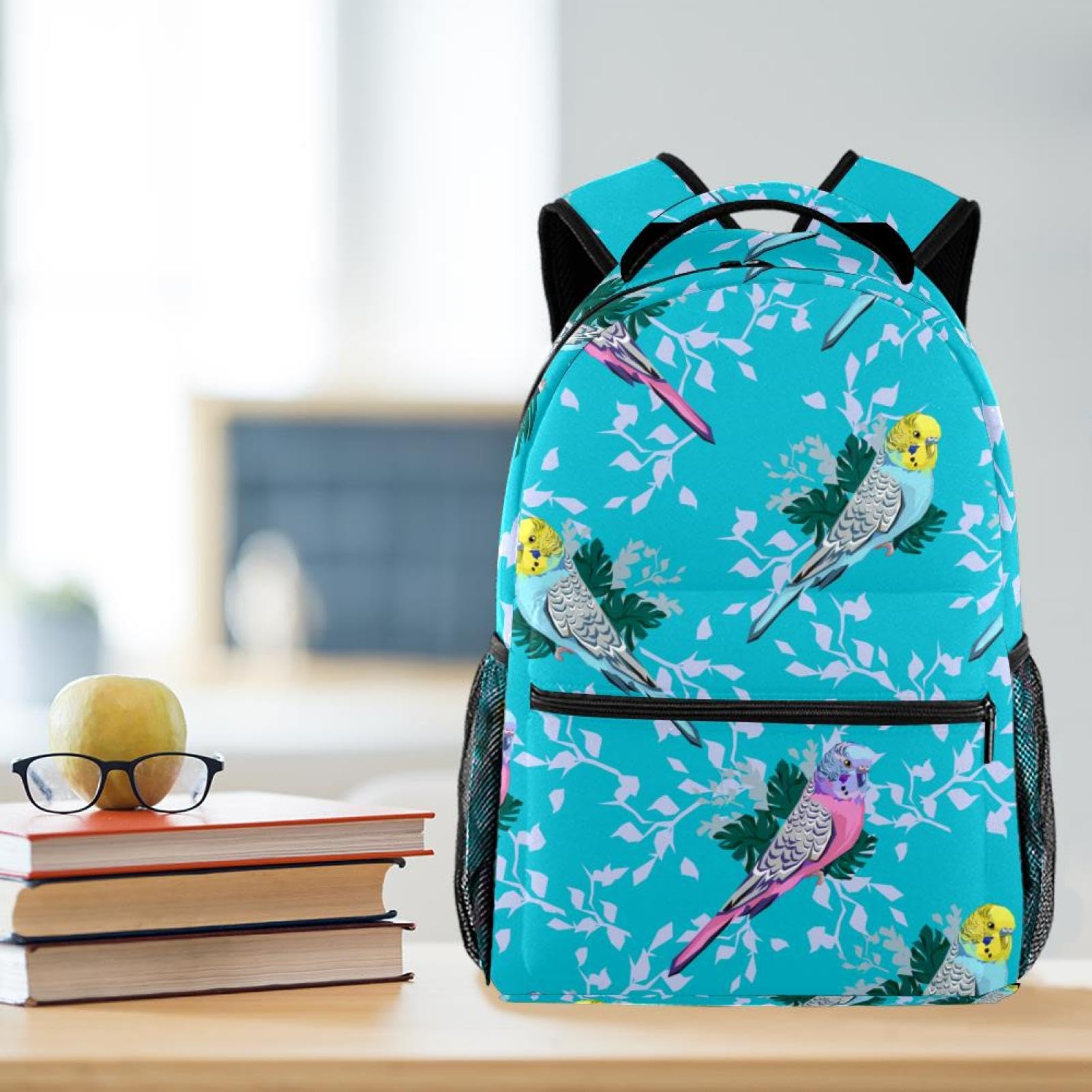 Zaino scolastico per uomini e donne, borsa da viaggio per computer portatile, con uccellino, leggero, zaino casual per libri