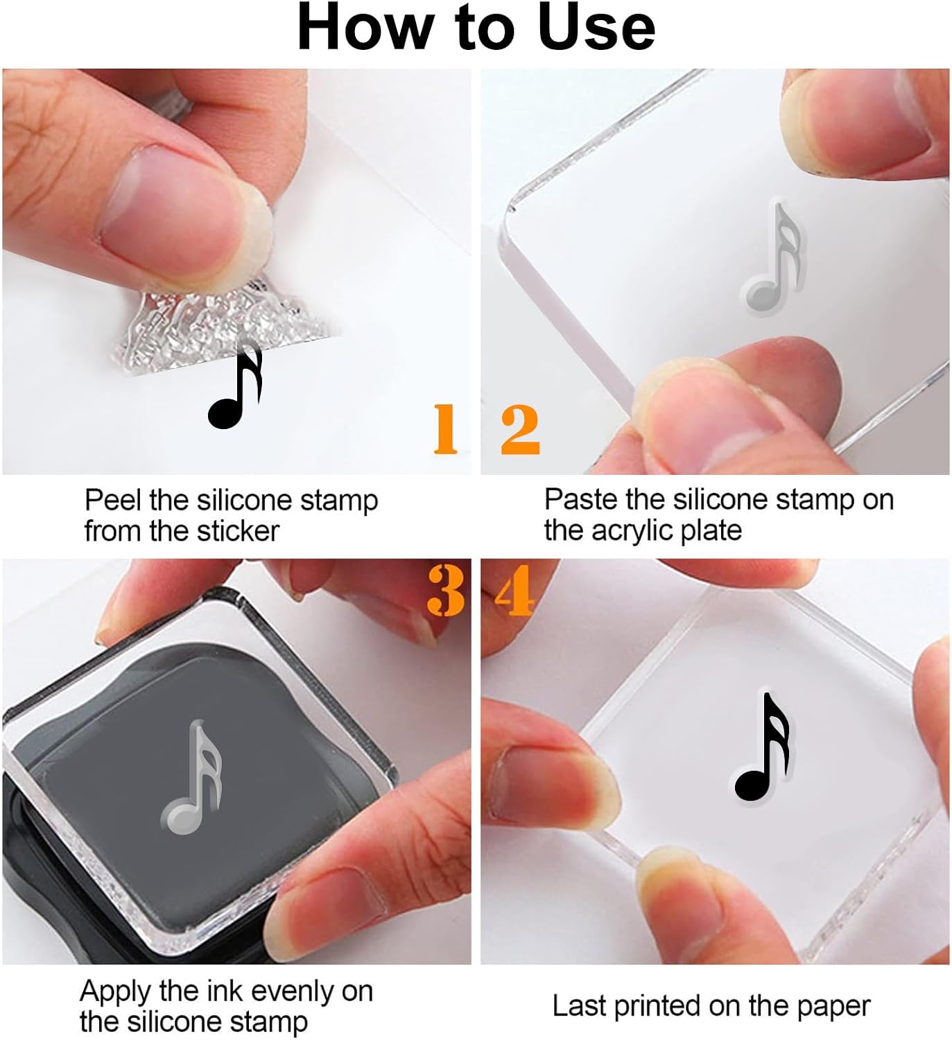GLOBLELAND 4 Sheets Music Clear Stamp for Scrapbooking Musical Instruments Silicone Stamps Edges and Corners Transparent Stamp Set for Card Making DIY Embossing Journaling