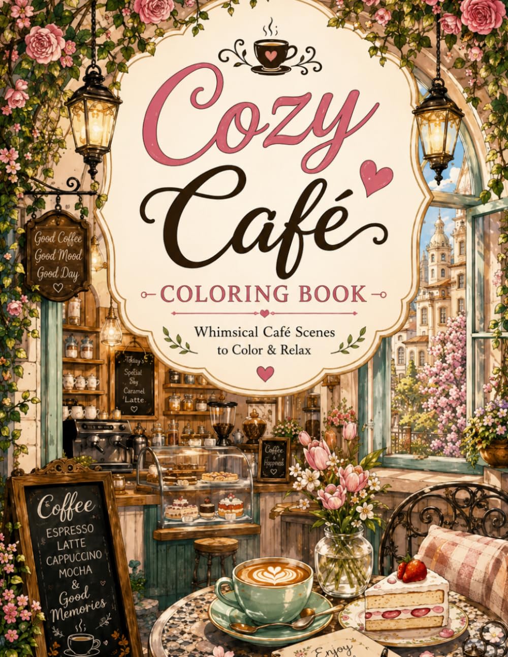 Cozy Café Coloring Book: Whimsical Coffee Shop Scenes for Relaxation, Creativity & Cozy Vibes