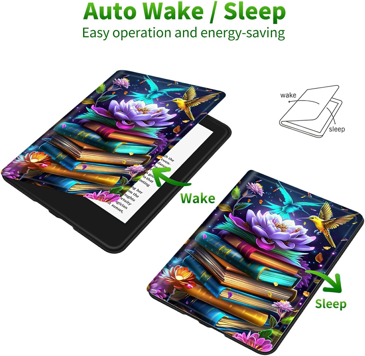 for All-New Amazon Kindle Fire HD 8 & 8 Plus(12th/10th Generation, 2024/2022/2020) Case, Shockproof Smart Protective Multi-Angle Viewing Tablet Cover with Auto Sleep/Wake, Book Lotus