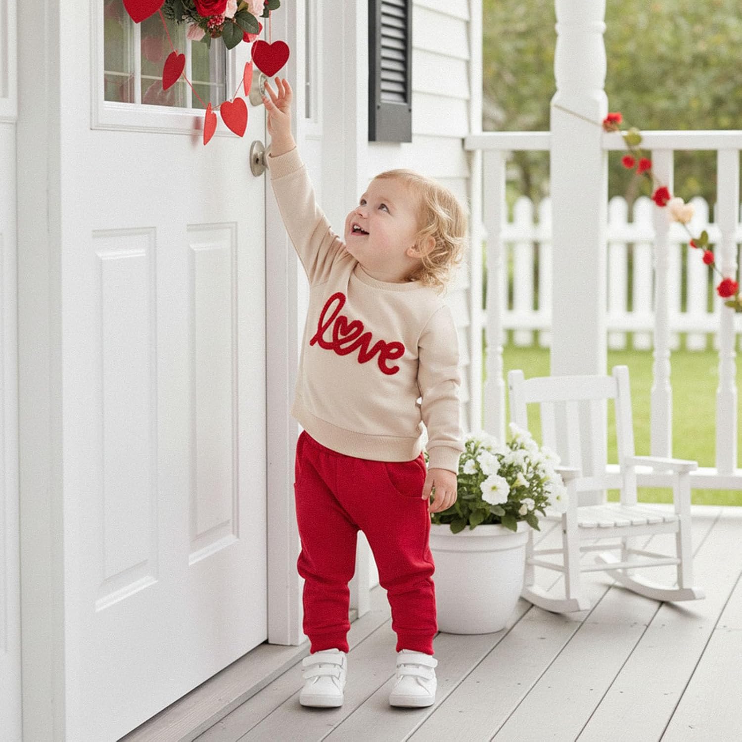 Valentines Toddler Baby Boy Girl Outfit Love Sweatshirt Pullover Pants Set Little Kids Fall Winter Spring Clothes - Image 2