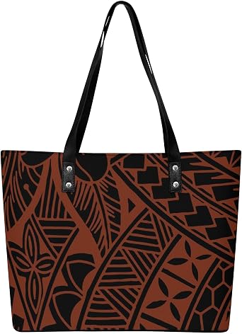 Polynesian Double-Sided Printed Style WomenS Leather Handbag Casual Travel Large-Capacity Zipper Makeup Bag
