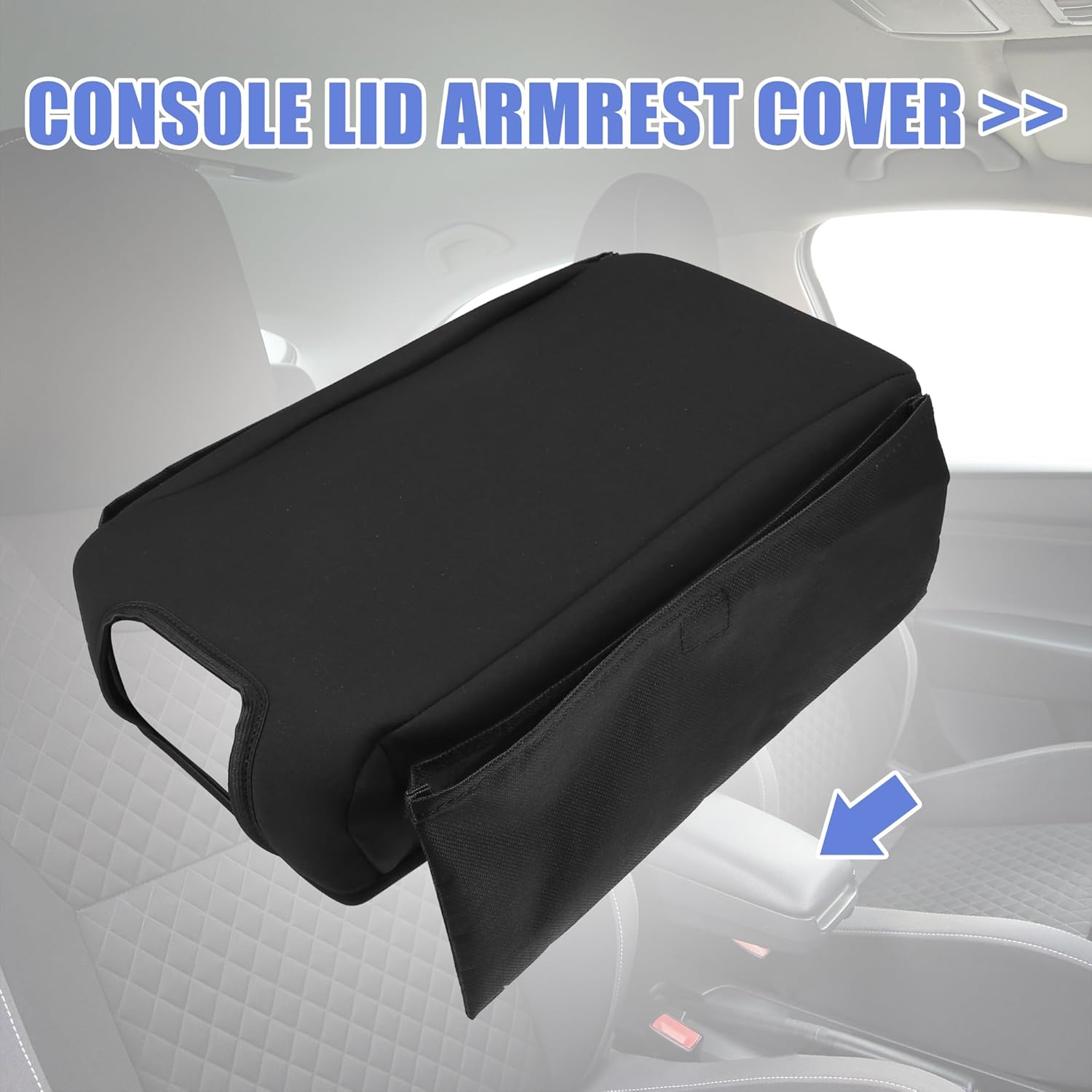 uxcell Car Neoprene Center Console Lid Armrest Cover Black for Jeep Wrangler JK Unlimited Sahara Sport Rubicon 2011-2018