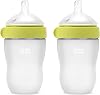Comotomo Silicone Baby Bottle Gen 2 – Lanzamiento 2026 (8oz) – Botella Suave de Cuello Ancho para Alimentación Cómoda con Dobles Ventilaciones Anticólicos (Incluye Tetinas de Flujo Medio), Verde (Paquete Doble) 1