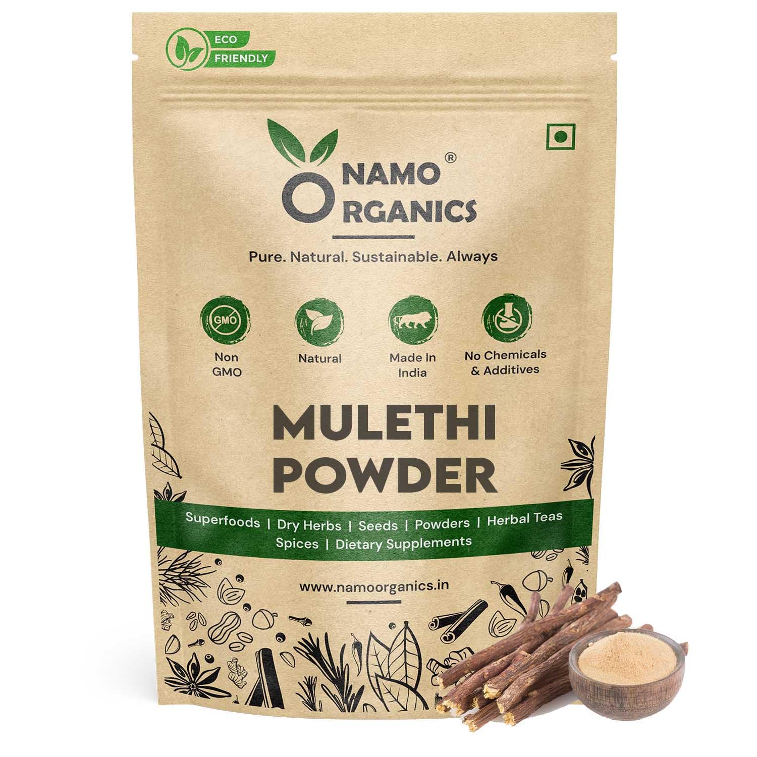 Namo Organics - Mulethi Powder - 1 Kg - Yashtimadhu - Double Filtered 100% Liquorice Powder for face and eating