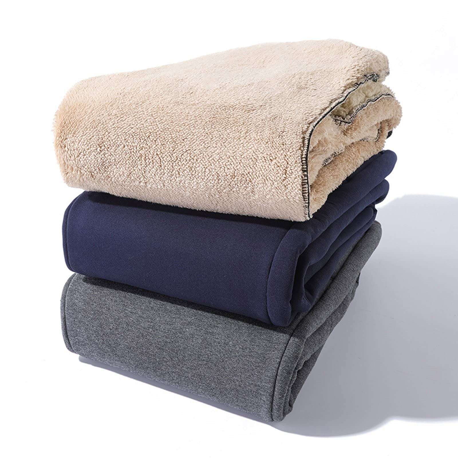 Pantalones de jogging para hombre Pantalones deportivos grises negros con forro para hombre Pantalones térmicos largos de invierno para hombre con banda elástica Pantalones de entrenamiento con puños