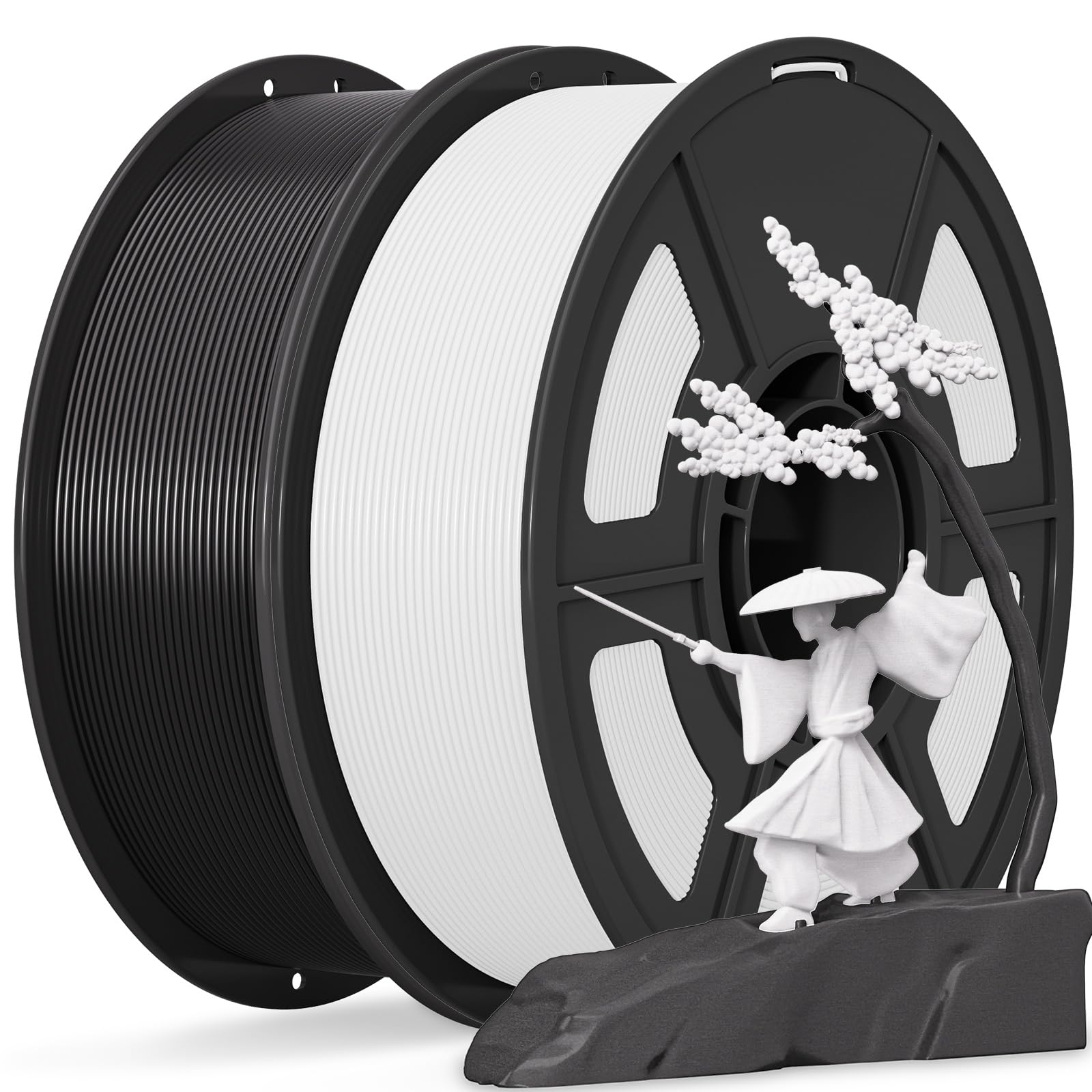 iSANMATE 2KG ASA Filament 1.75mm, Premium Anti-UV Wetterbeständiges 3D Drucker Filament, Maßgenauigkeit +/- 0.02mm, 1KG/Spule, ASA Filament für 3D Drucker (Schwarz+Weiß)
