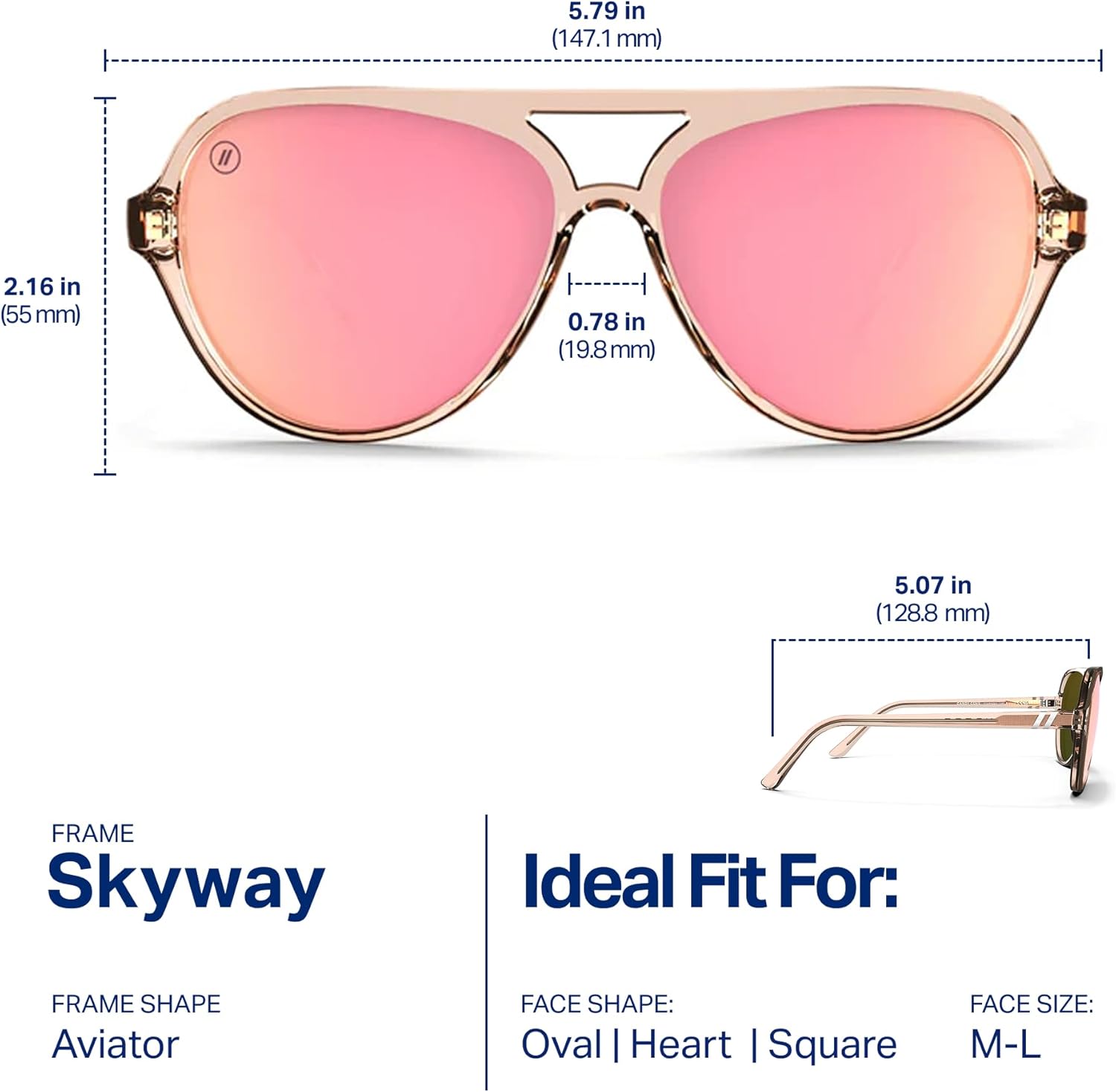 Blenders Eyewear Skyway – Polarized Sunglasses with Aviator Frames, Wrap-Around Silhouette – 100% UV Protection – For Women