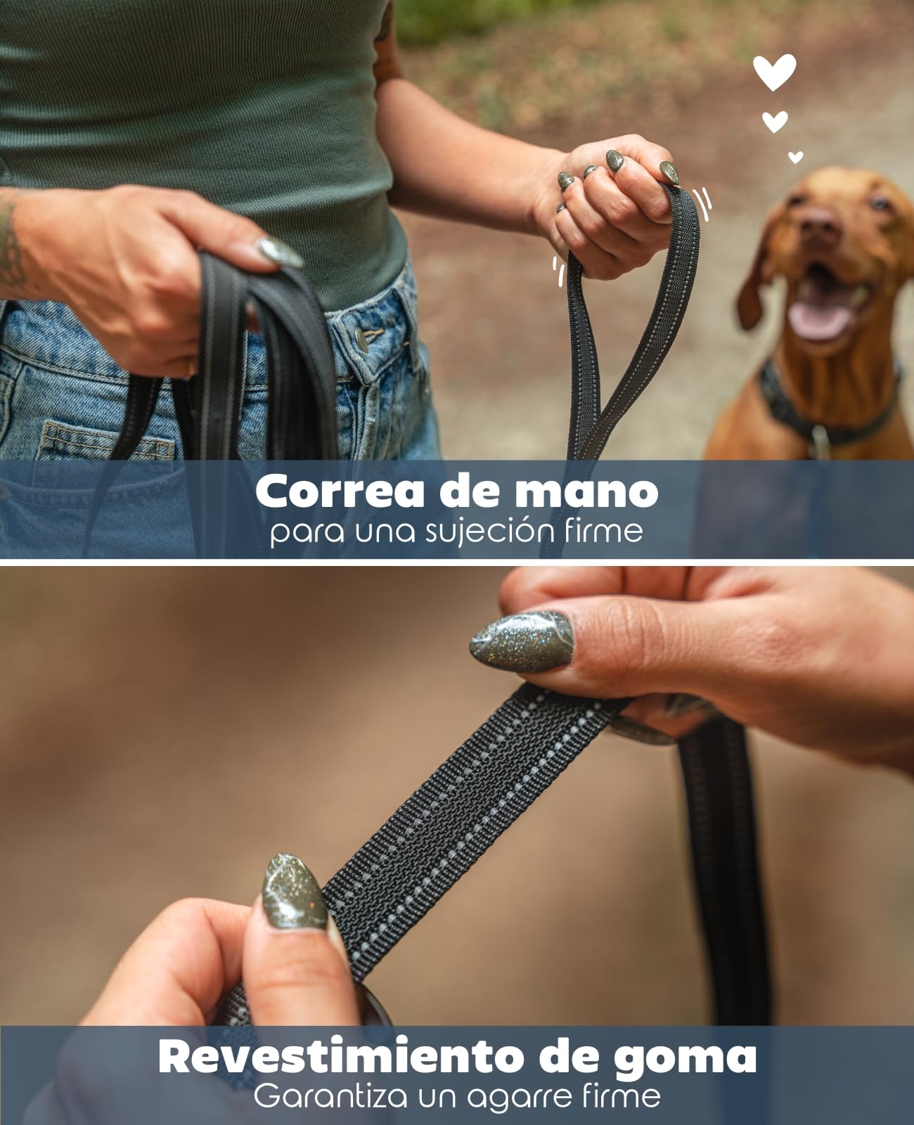 lionto Correa de Arrastre, 5 m, Correa engomada con Lazo de Mano y mosquetón metálico de 360° con Cierre de Seguridad, Correa Reflectante para Perros, Nylon Resistente a la Intemperie, Negro