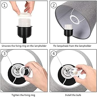 LIANTRAL Bedside Lamps Set of 2, Modern Table Lamp for Bedroom, Grey/Black | Button Switch, Nightstand lamp with Metal Base & Linen Fabric Shade for Bedroom Living Room Decoration