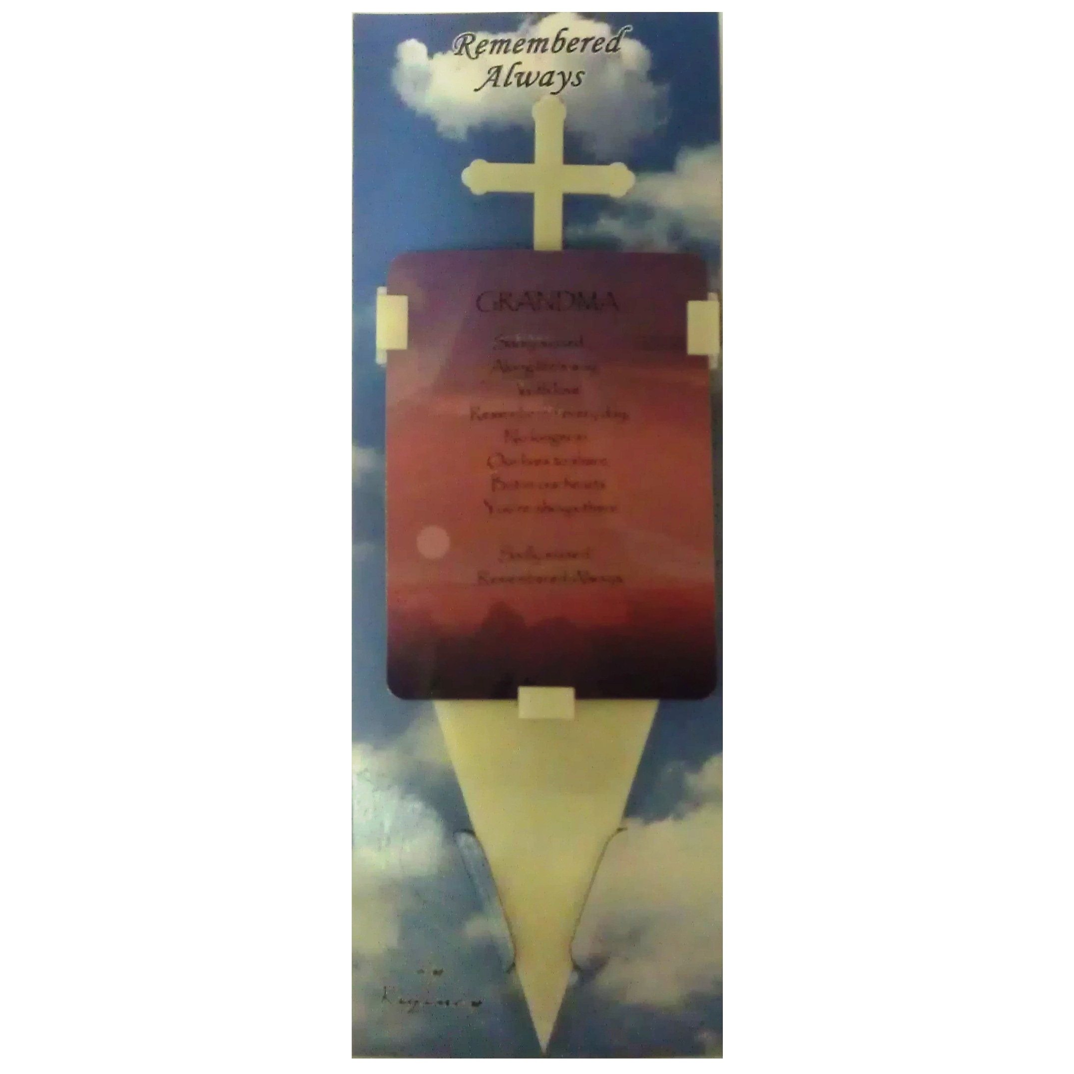 Memorial Cross Dad (Yellow) Grandma - In Loving Memory Cross Memorial Poem Grave Card