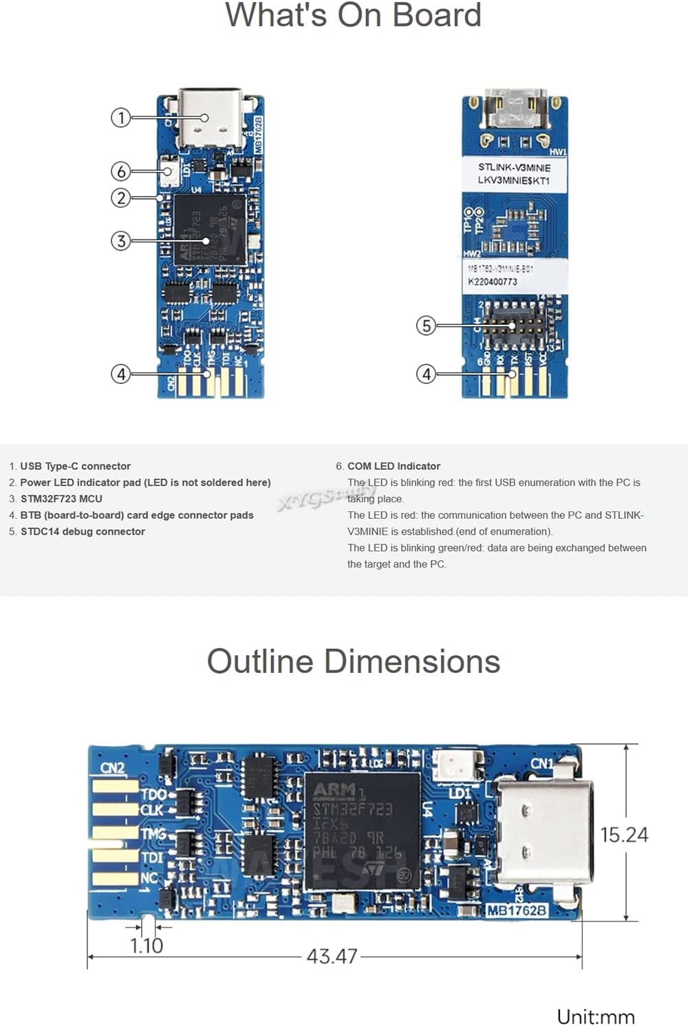 STLINK-V3MINIE Stand-Alone in-Circuit Debugger and Programmer for STM32 Onboard JTAG SWD Interface Connector Based on MCU Arm Cortex-M STM32 32-bit Microcontroller @XYGStudy