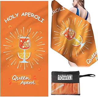 Aperol Spritz Badehandtuch Groß 90 x 180 cm Handtücher 85% Polyester, Saugfähig und Schnell Trocknende Strandtuch, Beach Towel mit Tasche für Badezimmer, Strand, Reise, Schwimmen