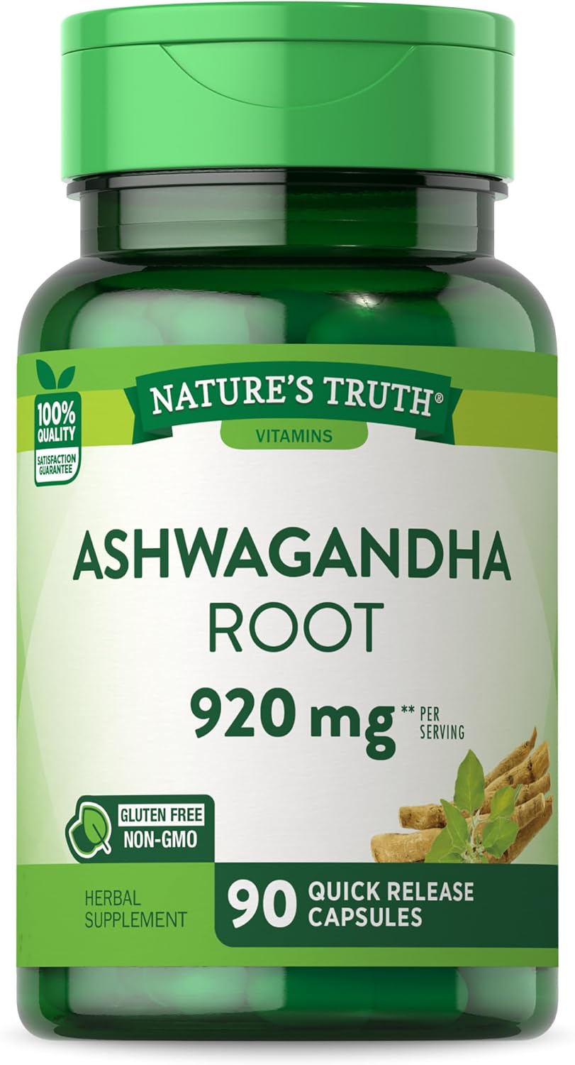 Nature's Truth Ashwagandha Capsules | 920 mg | 90 Count | Non-GMO & Gluten Free Supplement
