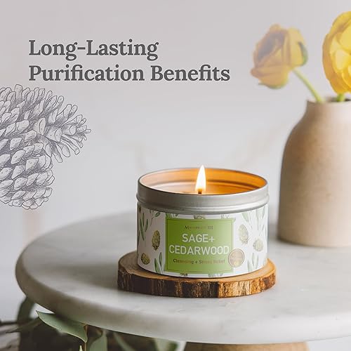 Miniatura 2 de Magnificent 101 Vela perfumada de salvia + madera de cedro de larga duración  6 onzas - 35 horas de combustión  Hecho de cera de soja para limpieza