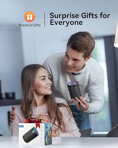 Miniatura 6 de LENRUE Pequeño altavoz Bluetooth portátil con luces, sonido envolvente estéreo TWS, tipo C, Bluetooth 5.3, entrada de tarjeta TF AUX, inalámbrico