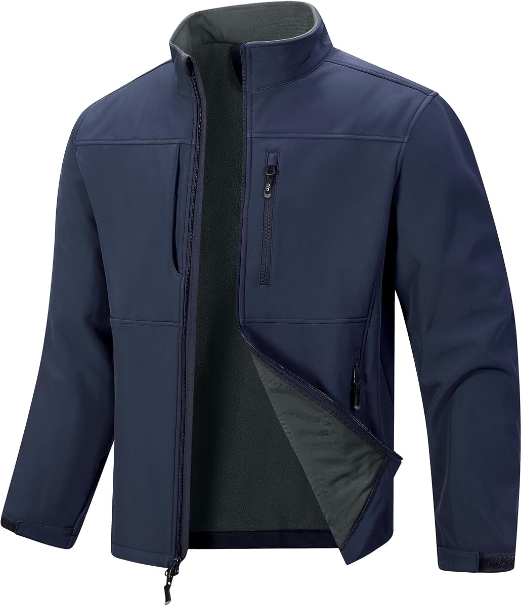 33,000ft Men's Lightweight Softshell Jacket Warm Fleece Lined Windbreaker Waterproof Soft Shell for Outdoor Hiking