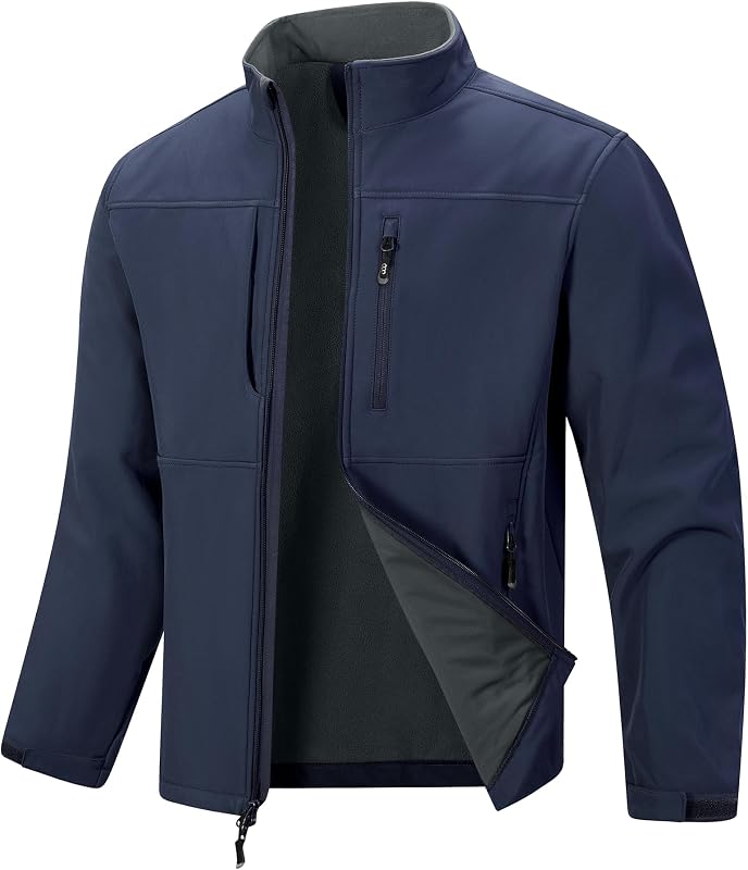 33,000ft Men's Lightweight Softshell Jacket Warm Fleece Lined Windbreaker Waterproof Soft Shell for Outdoor Hiking
