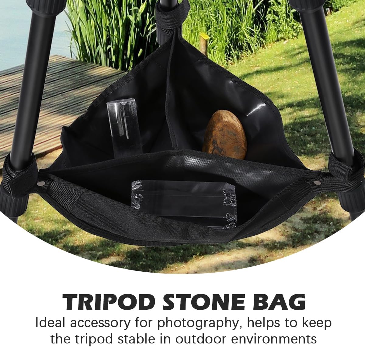 Tripod Weight Stone Bag Universal Tripod Balance Bag Tripod Boom Stand Stone Bag Tripod Counterweight Bag Camera Storage Bag Photography Tackle Accessory, Black, Fashion