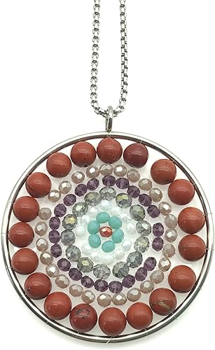 EDEN'S CALL Collar de cuentas de piedra de cristal curativo, colgante de piedra de cuarzo recubierto de titanio con cadena