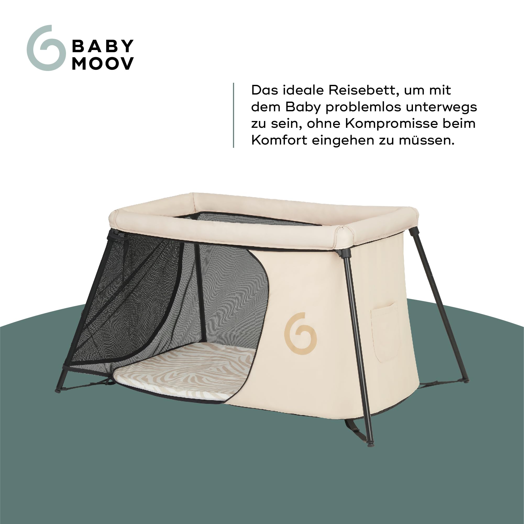 Babymoov Reisebett Moov & Sleep - Ultrakompakt und leicht (<5kg), Schneller Auf- und Abbau, Ab der Geburt bis zu 4 Jahren, Erweiterbar zum Spielbereich