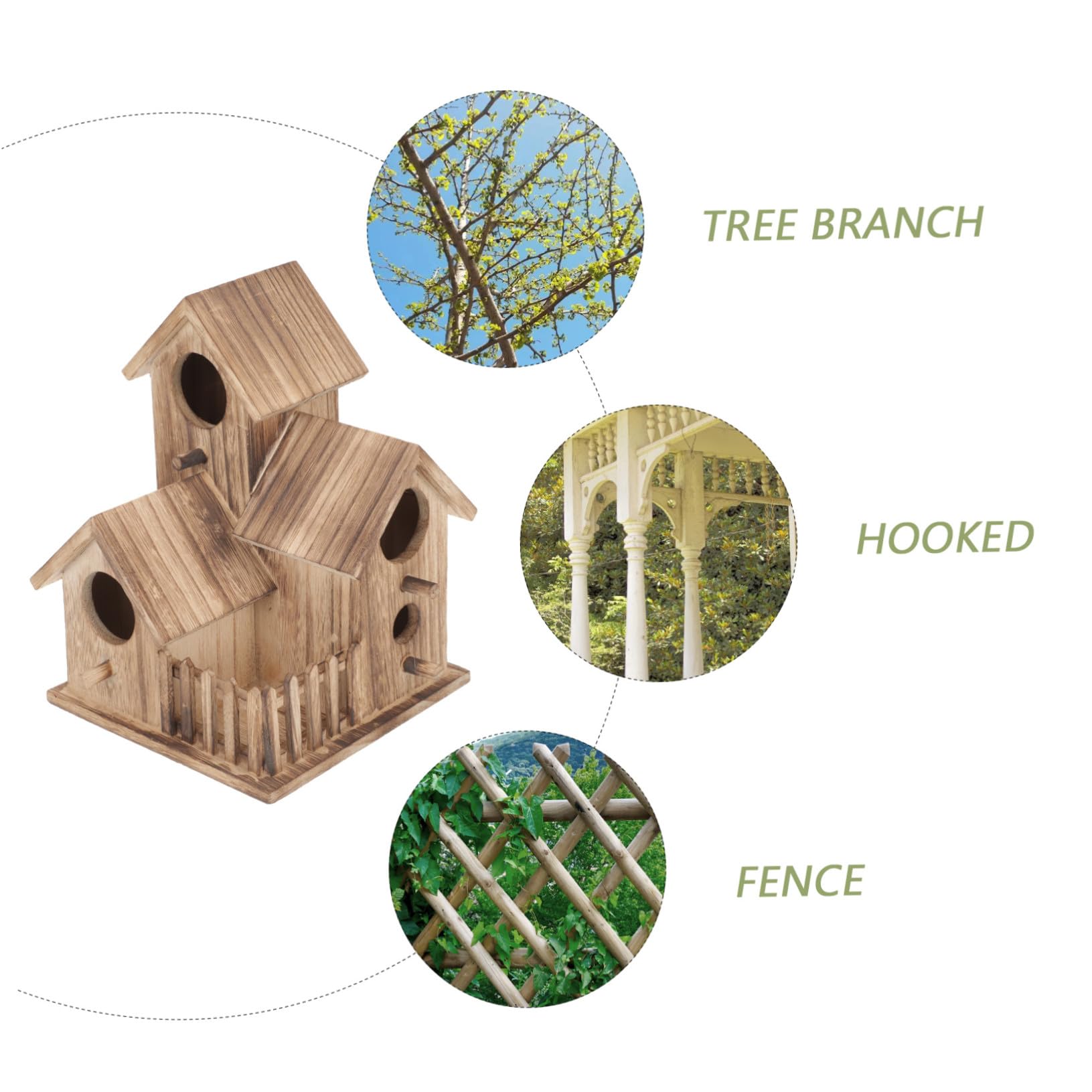FRCOLOR Villa Nido De Pájaro Independiente Comedero para Pájaros De Madera Caseta De Cría para Jardín Nido para Periquitos