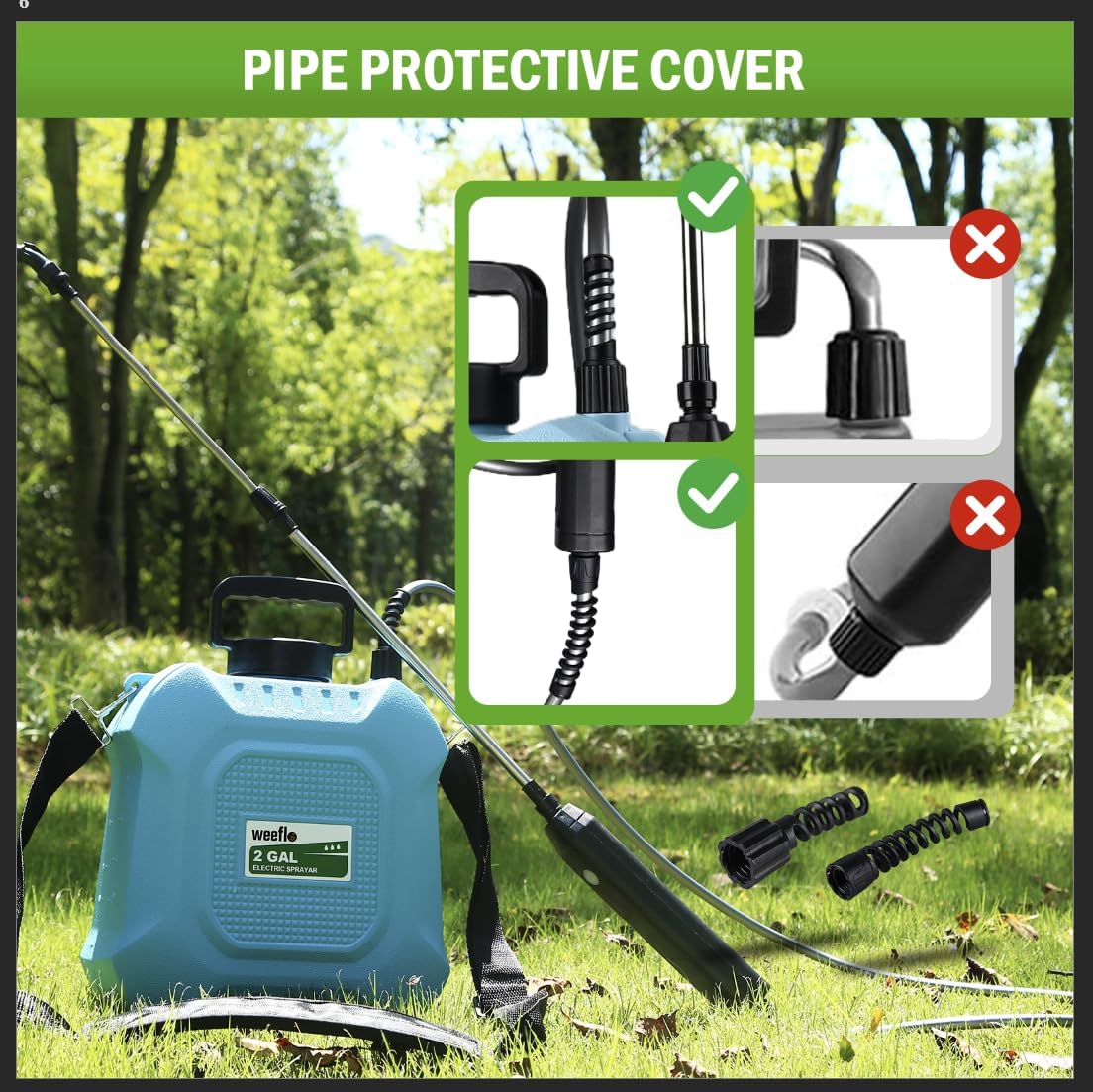 Battery Powered Sprayer 2 Gallon, Electric Sprayer with Retractable Wand & 4 Mist Nozzles & USB Rechargeable Handle, Water Spray Pump Sprayers for Planting Lawn Yard Garden - Image 6