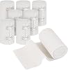 Premium Compression Bandage, 8pk 7.5cm x 4.5m Durable Elastic Bandage Wrap with 16 Extra Clips, Reusable Elasticated Bandages for Legs, Wrists, Ankles, Knees and Feet