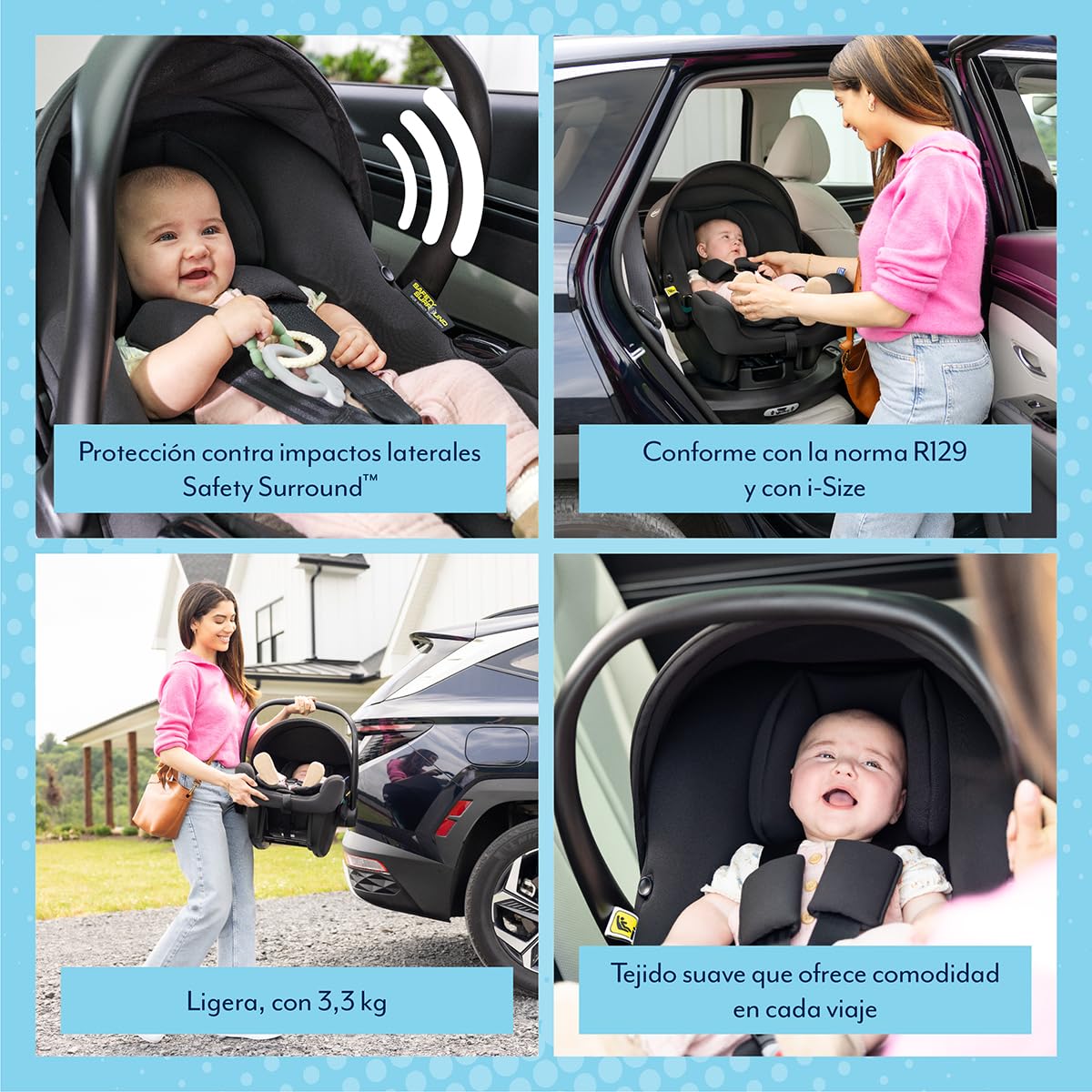 Graco - SnugLite™ i-Size R129 Silla portabebés ligera, de 40 a 75 cm (desde el nacimiento hasta los 12 meses aprox.), compatible con las bases ISOFIX SnugLite y SnugTurn, color Midnight