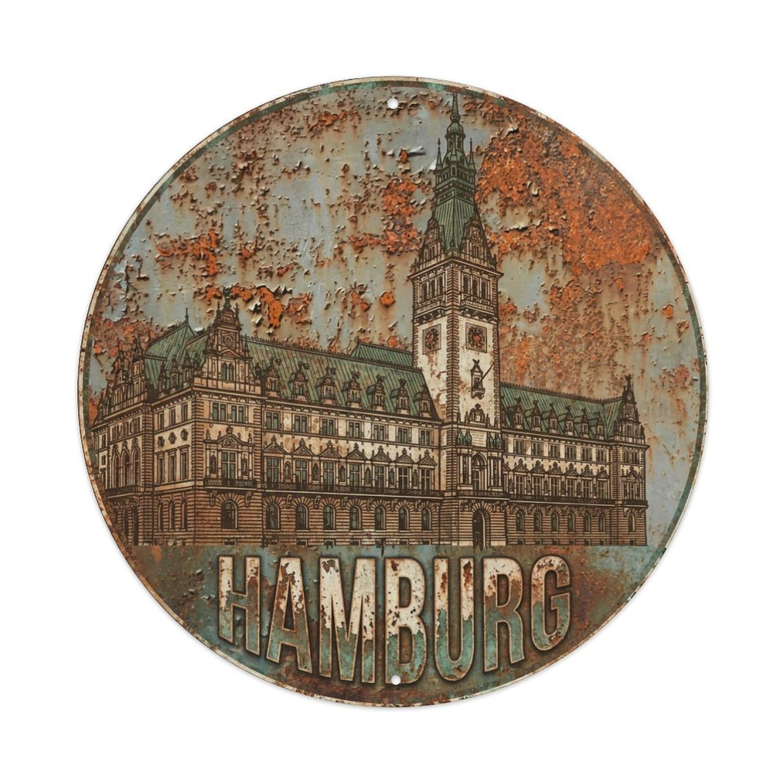 Galvaxio Style Retro Travel Germany Hamburg Metal Tin Sign