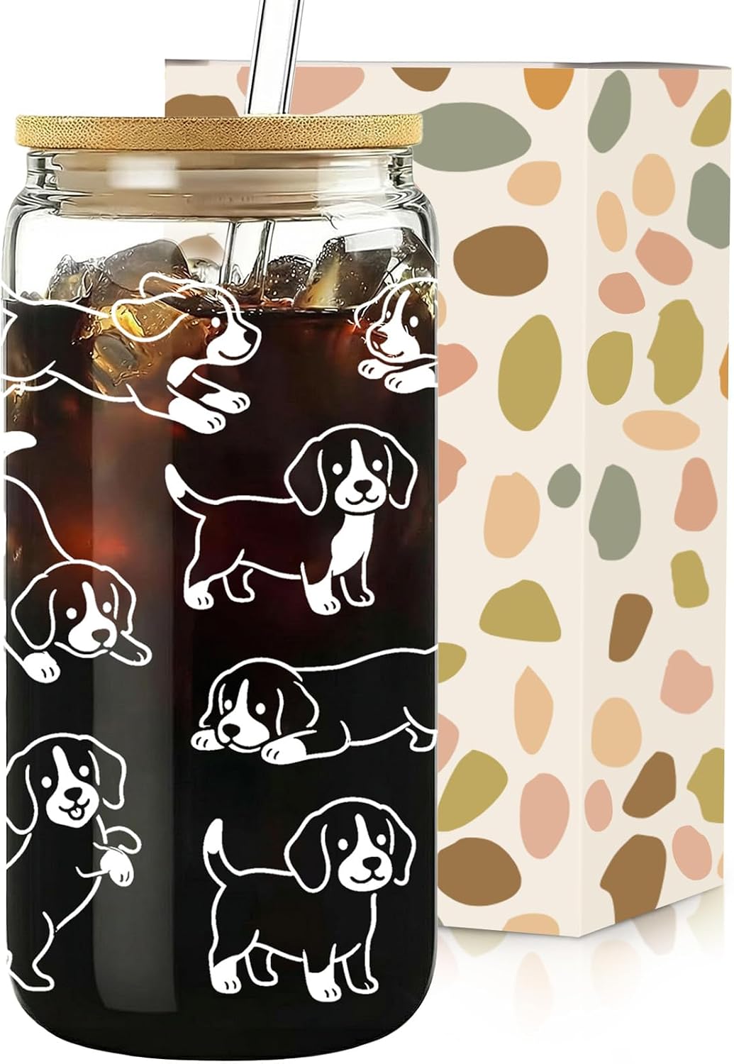 Beagle Glass Cups for Dog Lovers - Funny Glasses for Iced Coffee,Tea,Beer