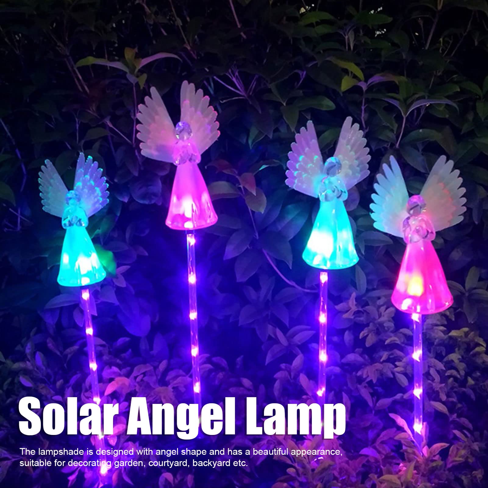 LED-Solar-Spike-Lichter, 70cm Dekorative Engel Lampe im Freien wasserdicht Landschaft Ornamente Beleuchtung für Rasen, Weg, Terrasse, Hof