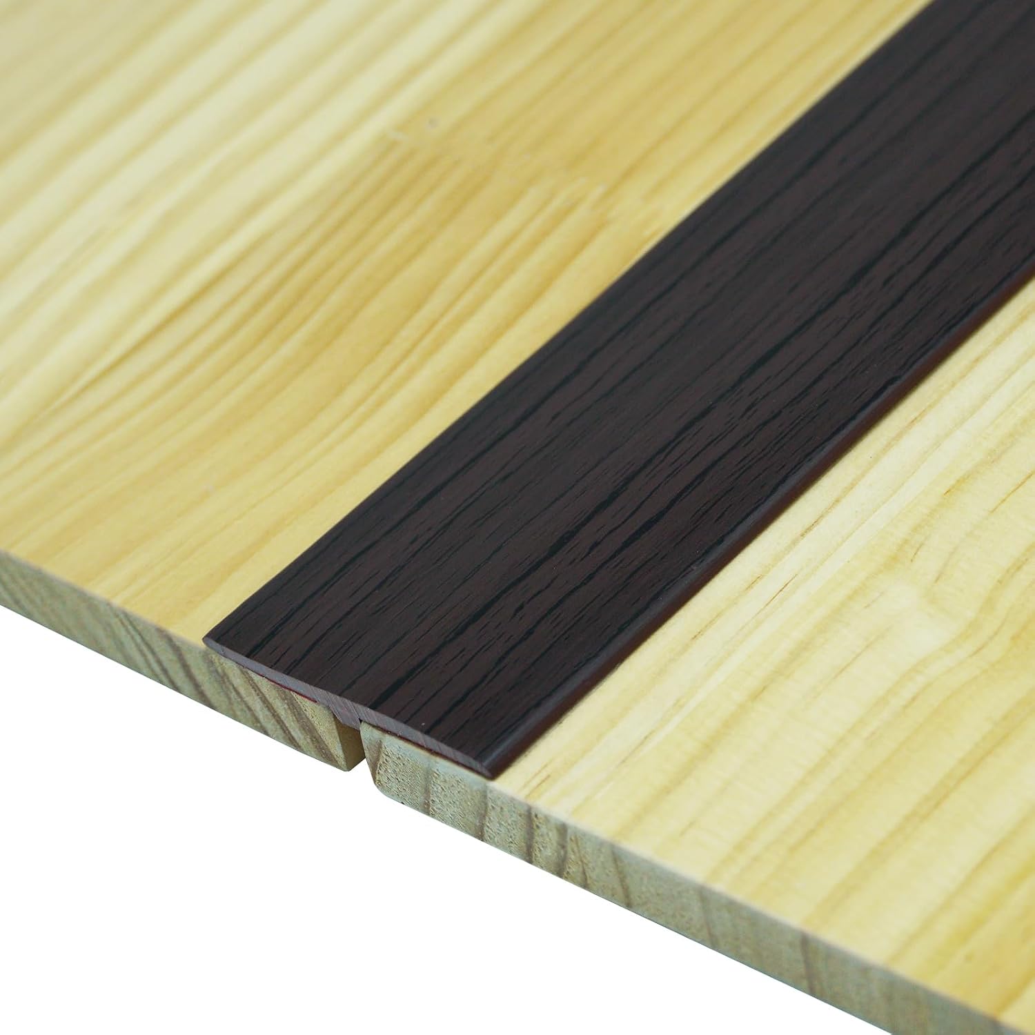 Self Adhesive Floor Transition Strip T Molding 10 ft x 1.97" (L x W) for Wood Tile Doorways Easy Install Gap Cover PVC Threshold Strip, Black Walnut