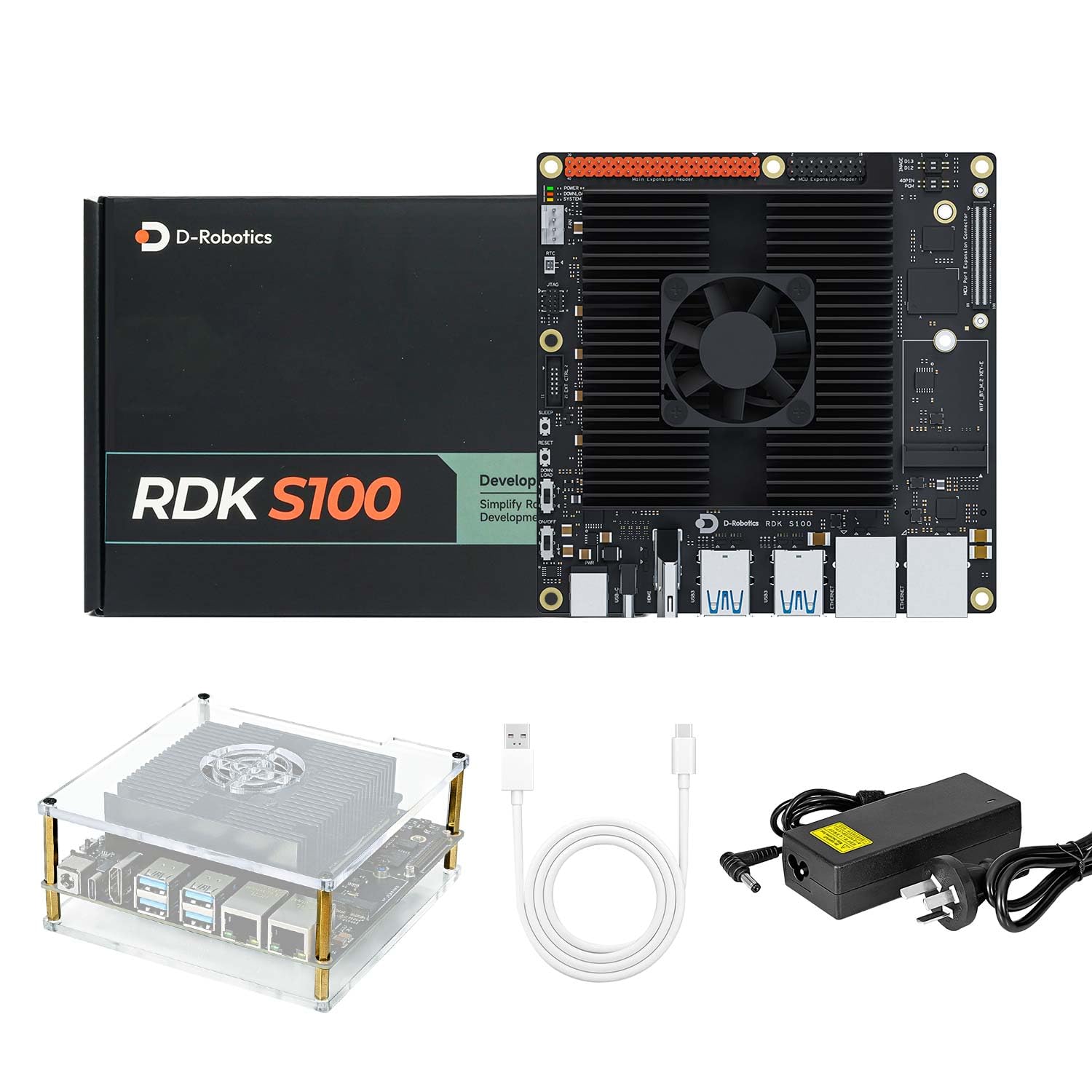 Yahboom RDK S100 80TOPS AI Computing Power,Deploying Openclaw, Acrylic Case, Type-C Cable,for Mechanical Engineers Developing Electronic Project