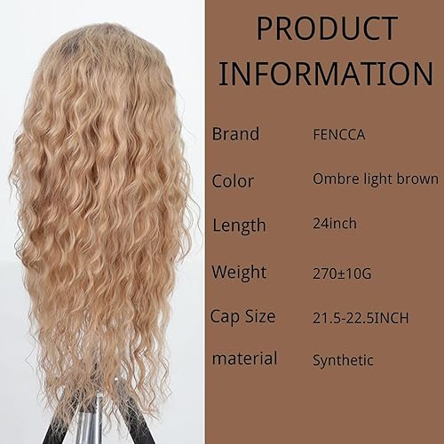 Miniatura 20 de Fencca Peluca rubia larga y ondulada para mujer, pelucas sintéticas resistentes al calor, para uso diario en fiestas Rubio degradado,Rubio