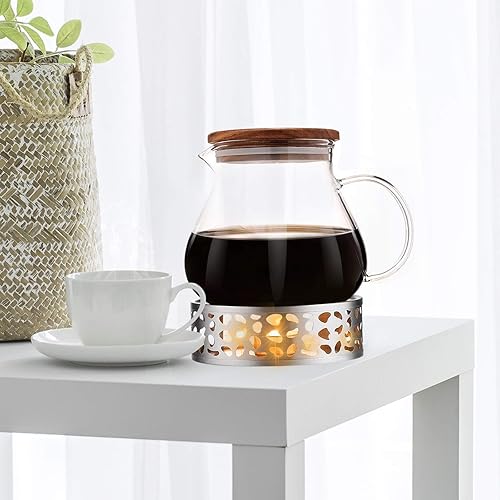 Miniatura 2 de Calentador de tetera con diseño de marco hueco, soporte para velas de acero inoxidable, base de calentador de café para tetera de vidrio y otros