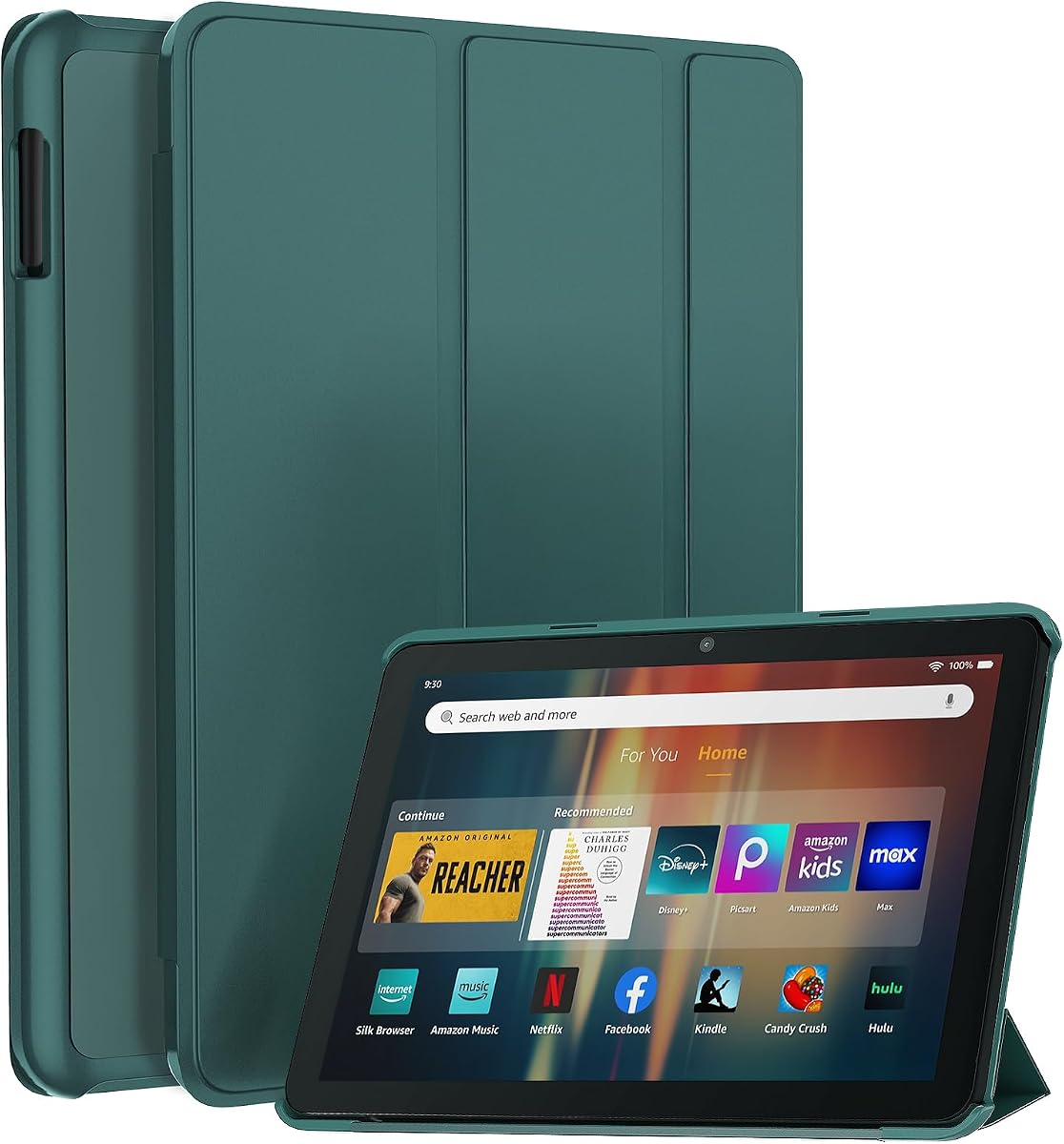 Case for Amazon Fire HD 8 Tablet Dark Green | (12th Gen/10th Gen, 2024/2022/2020 Release Slim Folding Stand Cover with Auto Wake/Sleep Not for Nokia TCL