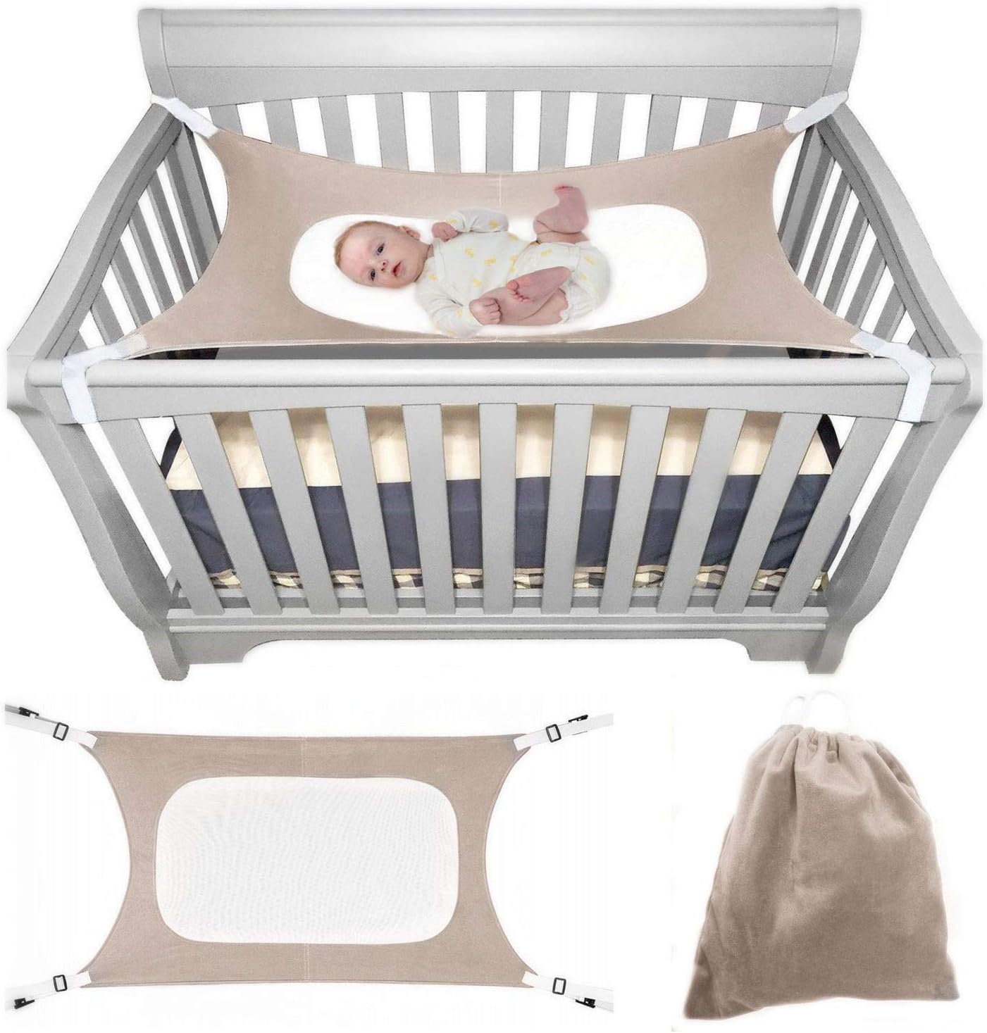 Itomoro Baby Hammock Crib Wombs for Bassinet Infant Newborn,Enhanced Material,Double-Layer Breathable Supportive Mesh Metal Buckle Hammocks Bed